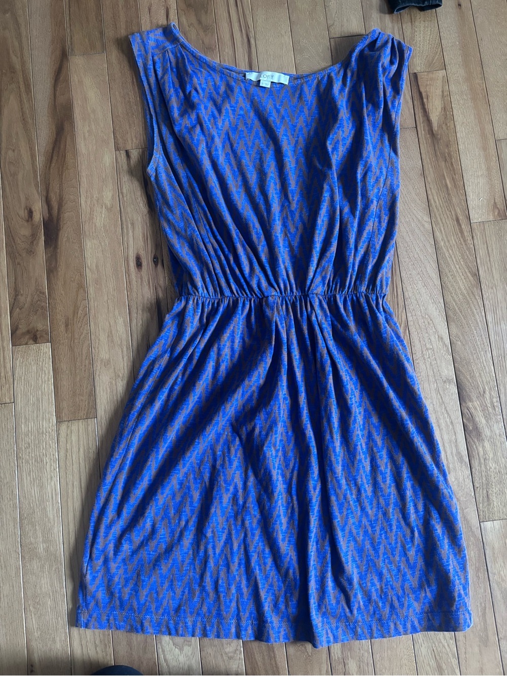 LOFT Blue and Orange Chevron Sleeveless Mini Dress